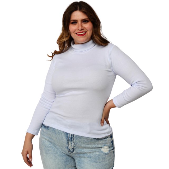 Blusa cuello de tortuga, talla extra modelo 316 (blanco) blanco 40 Roman Fashion Blusa extra 316