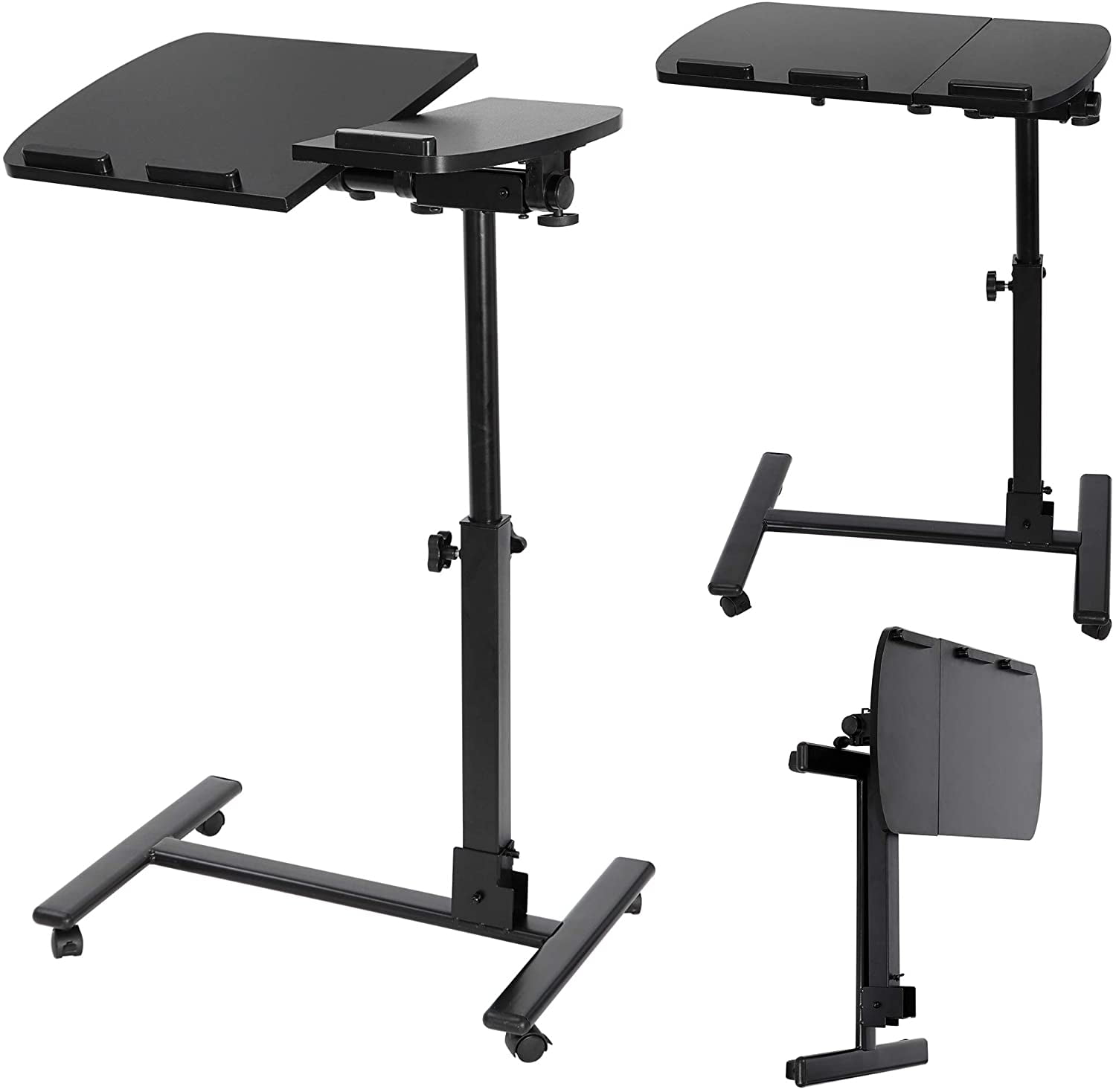 Angle Height Adjustable Laptop Stand Rolling Desk Cart, Mobile Laptop