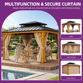 thumbnail image 3 of Dextrus 11x13FT Wood Hardtop Gazebo with Nettings and Curtains,Outdoor Galvanized Steel Double Roof Gazebo for Patio, Deck, Backyard - Beige Yellow, 3 of 6