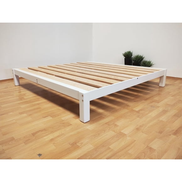 Base Para Cama King Size Muebles GM Tradicional Desarmable Madera de Pino Con Laca Color Blanco
