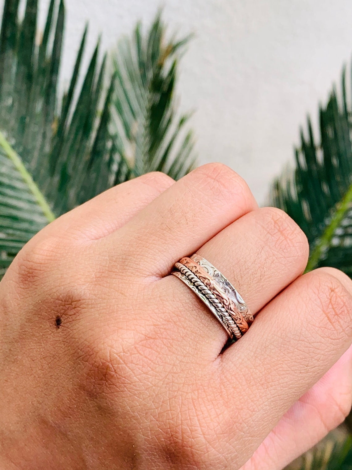 SS DESIGNS Fidget Spinner Ring Handcrafted Sterling Silver Anxiety Relief Meditation Spinner | Stackable Thumb Ring, Unique Gift For Her