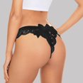 thumbnail image 2 of Womens Panties - Women's Seductive Lace Thong, Panties for Women,Color: Black Size: 3XL, 2 of 6
