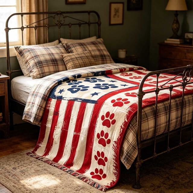 Independence Day Blanket Festive Flannel Blanket Soft Warm Throw Blanket For Home Sofa Bed Holiday Decoration