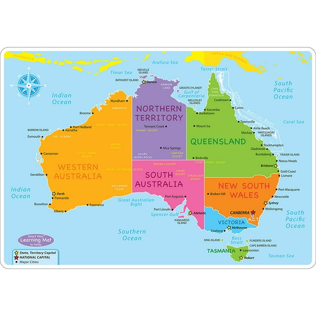 ASHLEY PRODUCTIONS 10PK AUSTRALIAN MAP LEARNING MAT 95632