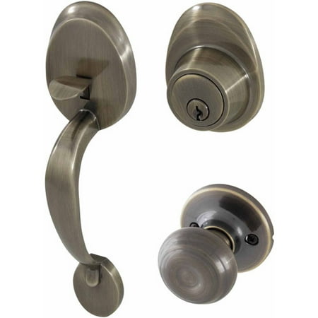 - Honeywell Classic Knob Handleset Door Lock, Antique Brass