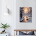thumbnail image 3 of Nawypu  Christmas Canvas Wall Art,Snow Forest Sunrise On A River Picture Prints Artwork, Home Decor for Gift 16x20 inch, 3 of 4