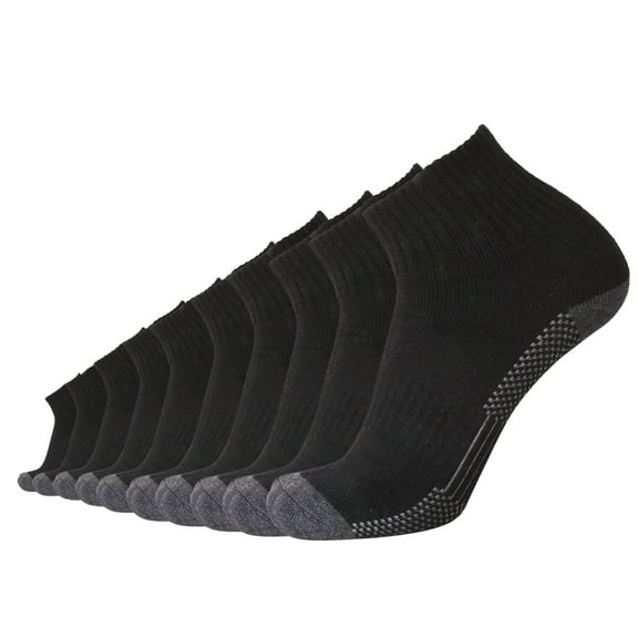 EnerWear 6P Pack Men's Cotton Moisture Wicking Cushion Low Cut Socks (10-13/Shoe: 6-12, Black Mesh Pattern Sole)