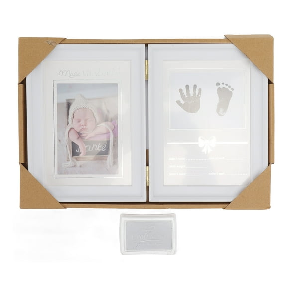 YUMILI Baby Handprint Footprint Kit Plastic and Density Board Rustic Attractive Decorative Newborn Print Frames