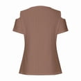 thumbnail image 4 of Summer Cold shoulder tops for women V Neck Short Sleeve Hollow Out Eyelet Lace Shirts Cute Basic Loose Blouse, 4 of 5