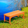 thumbnail image 2 of Outdoor Benches Weatherproof, All Weather Resistant Park Bench Poly Lumber Backless Garden Bench Seat for Entryway Front Porch, Orange, 2 of 17