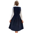 thumbnail image 6 of Women V Neck Corduroy Overall Dress Fall Mini Pinafore Jumper Dress Blue XL, 6 of 9