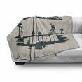 thumbnail image 3 of Florida Soft Flannel Fleece Throw Blanket, Palms Safeguard Tower on Beach Yachts and Paintbrush Cloudscape, Cozy Plush for Indoor and Outdoor Use, 60" x 80", Dark Blue Grey Eggshell, by Ambesonne, 3 of 6