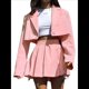 thumbnail image 3 of Conjunto de 2 Piezas para Mujer, Chaqueta y Falda Corta, Cuello de Solapa, Informal, Larga, Botones, para Oficina, Otoño Rosa L, 3 of 10