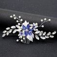 thumbnail image 3 of Nvzi Horquillas para el pelo de boda con flores para novias, peinetas con perlas de cristal, pinzas para el pelo, accesorios para el pelo de boda dorados, joyas, color azul, 3 of 4