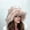 Pink, variant on Faux fur bucket hat, fluffy wide brim bucket hat, outdoor travel warm hat, colorful gradient plush winter party hat