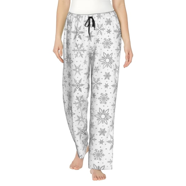 Balery Snowflake Minimalist Pantalones de pijama para mujer, pijamas ultraligeros, pantalones de estar por casa-Large