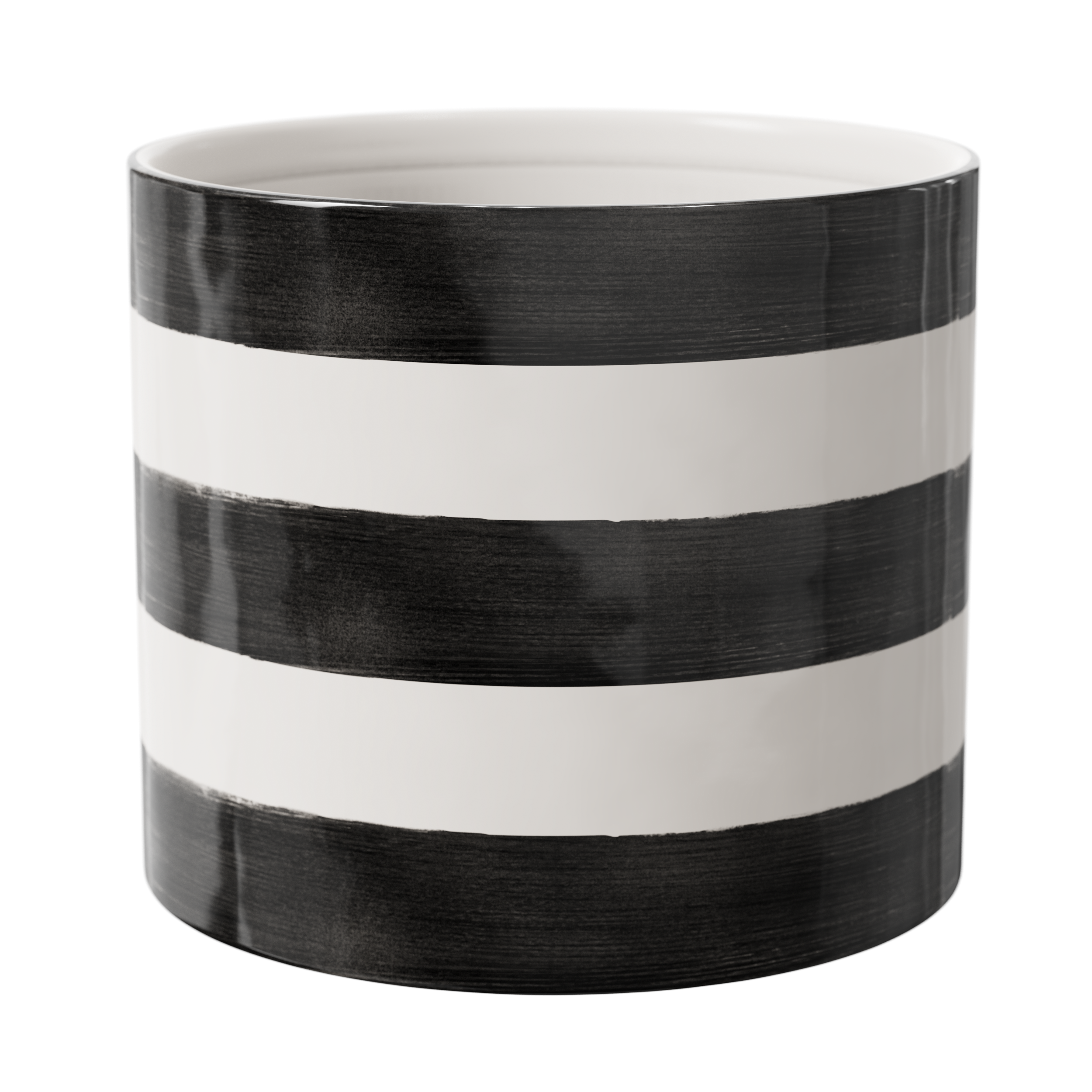 Mainstays Andrew Round Ceramic Planter, Black & White photo 1