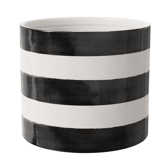Mainstays Andrew 7.8" x 7.8" x 6.9" Round Rich Black and Arctic White Ceramic Planter