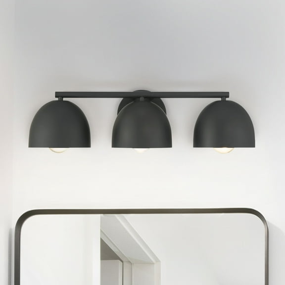 Hunter - Erling 3-light Matte Black, Medium Size Vanity Light, Dimmable, Modern Style, Vanity Shaped, for Bedrooms, Kitchens, Dining, Living Rooms - 48136