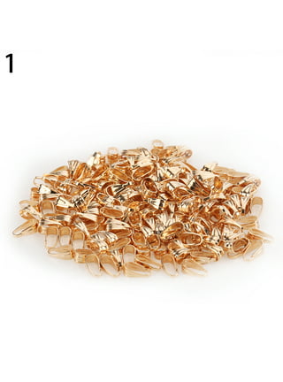 Linsoir Beads Pinch Bails for Jewelry Making Stainless Steel Jewelry Bails  for Pendant Bails Clasps Connectors 4X9mm 50 Pcs Gold Tone