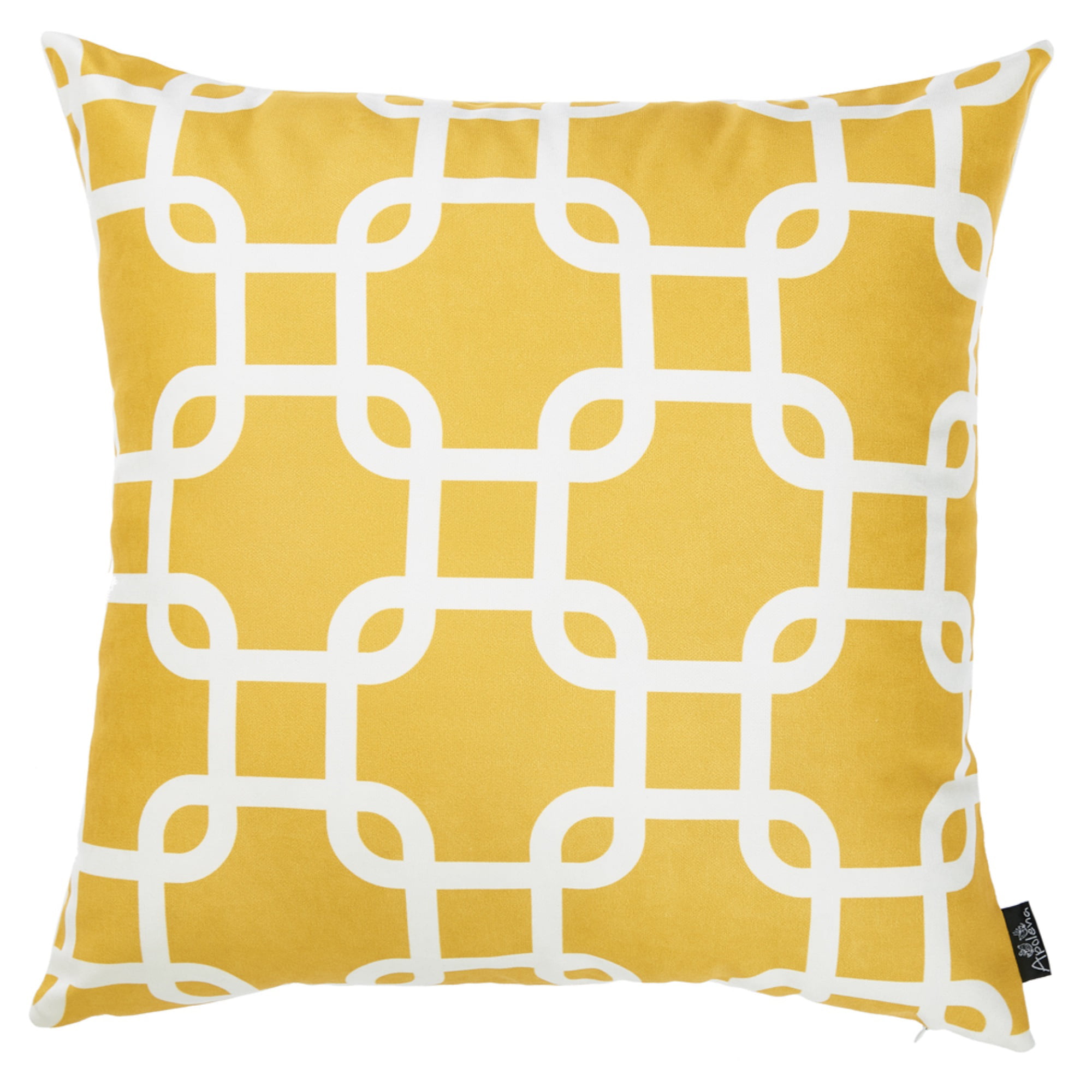 Yellow/Beige 18-Inch Corona Decor Lattice Pattern Throw Pillow 