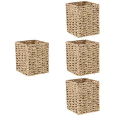 4 Pieces Silverware Woven Storage Box Sundries Basket Office