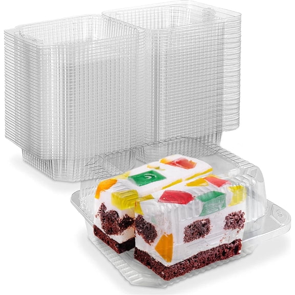 MT Product Clear Square Plastic Slice Cake Container ‎5" x 5" x 2.2" - Pack of 40