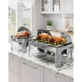 thumbnail image 4 of Towallmark 9QT Roll Top Chafing Dish Buffet Set,Rectangle Stainless Steel Catering Food Warmer Comes with 2 Half Size Pans, Catering Warmer Server with Visible Lid Water Pan Stand Fuel Holder Clip, 4 of 6