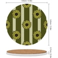 thumbnail image 2 of GZHJMY 6Pcs Round Retro Strip Texture with Sunflowers Ceramic Coasters with Cork-Backed for Coffee Drink, Cup Mat Absorbent Stone Coasters, 2 of 5