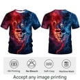thumbnail image 3 of WHNBCW Men's Patriotic Skull T-Shirt – American Flag & Lightning Graphic Tee – 3D Demon Skull Design for Casual, Festivals, and Biker Style, 3 of 7