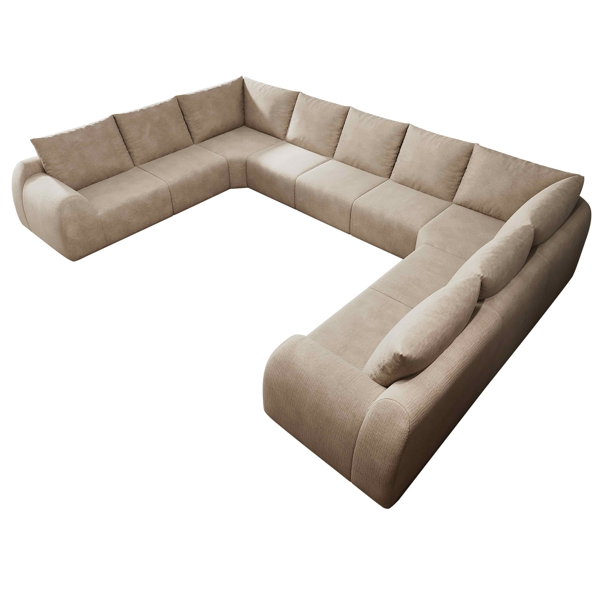 MAYEERTY 161.9 Inch 9-Seat U Shape Cloud Modular Sectional Sofa, Vacuum Compressed Chenille Fabric Couch, No Assembly Needed for Living Room