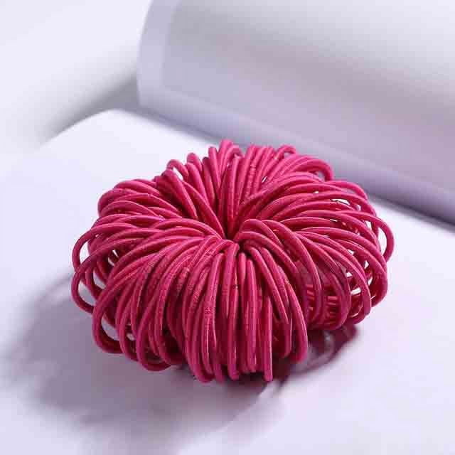 Girls 100 Pieces Of 3 cm Nylon Non-Harm Hair Rubber Band Color Hair Rope Jewelry