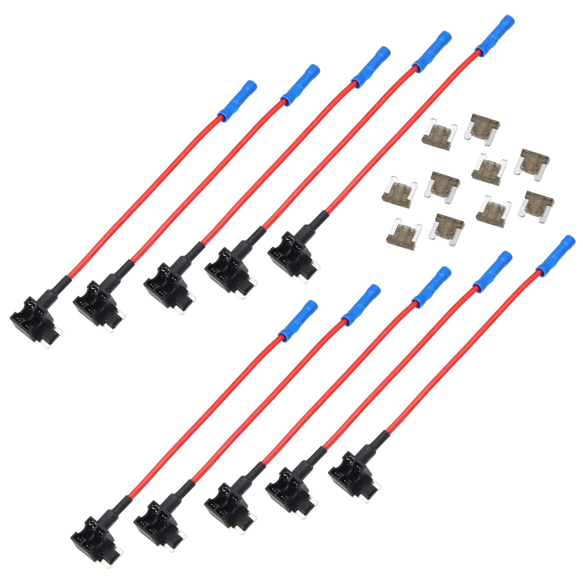 32V 10pcs Low Profile Mini Fuse Adapter Tap Fuse Kit with 10pcs 7.5A