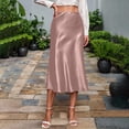 thumbnail image 5 of Levmjia Women's Satin Midi Skirt Elegant A-Line Silk High Waisted Side Zipper Stretch Comfortable Casual Work Office Long Skirt, 5 of 5