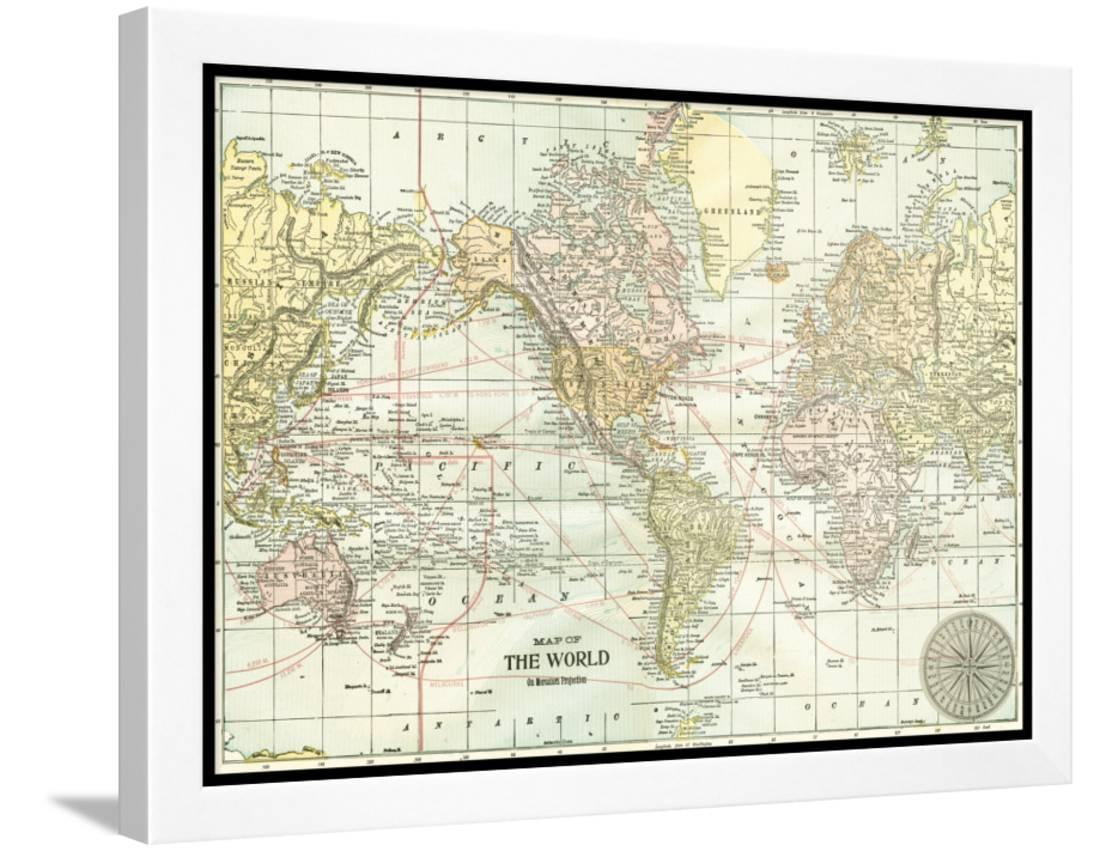 world map framed print wall art walmartcom walmartcom