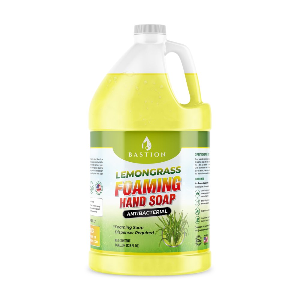 Lemongrass Scent Foaming Antibacterial Hand Soap for Sensitive & Dry Skin. 1 Gallon Refill