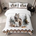 thumbnail image 2 of Erosebridal Wolf Quilt Full, Watercolor Forest Full Bedspread Sets, 3-Piece 1 Coverlet and 2 Pillowcases, 2 of 7