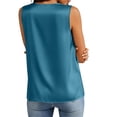 thumbnail image 4 of Dwellite Women's Silk Stain V Neck Tank Tops Sleeveless Solid Color Blouses Spring Business Work Shirts Blue XL, 4 of 9