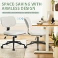 thumbnail image 4 of Home Office Chair No Arms with Wheels, Armless Wide Office Desk Chairs Comfy Cute Vanity Chair with Back, Adjustable Height Swivel Rolling for Bedroom Study Small Spaces, Sherpa White/PU Grey, 4 of 17