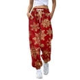 thumbnail image 2 of Womens Christmas Pajama Tapered Leg Loose Sweatpants, Drawstring Baggy Xmas Themed Joggers with Pockets, Fall Daily Lounge Outfits, 2 of 6