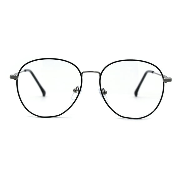 90s Large Round Optical Quality Metal Rim Blue Light Flitering Computer Glasses Black
