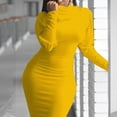 thumbnail image 2 of ERTUTUYI Fall/Winter Women's Slim Dresses High Neck Casual Dresses Slim Long Sleeve Dresses Yellow XXL, 2 of 6