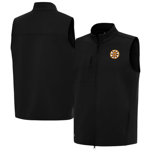 Men's Antigua Black Boston Bruins Demand Full-Zip Vest