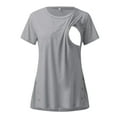 thumbnail image 6 of Hwmodou Female Tshirts Pregnant Womens Maternity Summer Short Sleeve Side Button Crew Neck Solid Color Tops T Shirt Breastfeeding Dailywear Pregnancy Clothes For Woman, 6 of 8