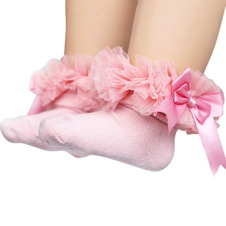 

OUMY Baby Kid Bowknot Ruffle Frilly Socks Toddler Girl Princess Cotton Ankle Socks