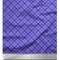 thumbnail image 1 of Soimoi Purple Poly Georgette Fabric Diagonal Check Print Fabric by the Yard 52 Inch Wide, 1 of 3
