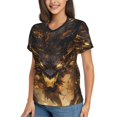 thumbnail image 2 of Xecao Cool Black Gold Dragon for Women's V-Neck T-Shirts-Elegant Half-Sleeve Tops Perfect for Summer-Small, 2 of 5