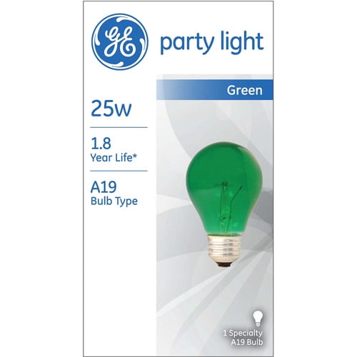 GE 25-Watt A19 Green Party Light, 1-Pack by Generic
