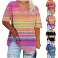 thumbnail image 6 of Plus Size Summer Tops for Women Gradient Color V Neck T-Shirts Loose Fit 1X-5X Soft Casual Oversized Tshirts (5XL, Orange|Striped), 6 of 6