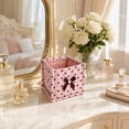 thumbnail image 2 of Heart Quilted Polka Dot Storage Bin, Foldable Small Fabric Organizer Basket, Open Top Cosmetic Sundries Container, Desktop Storage Solution, Ideal Home Office Use, Pink, 2 of 7